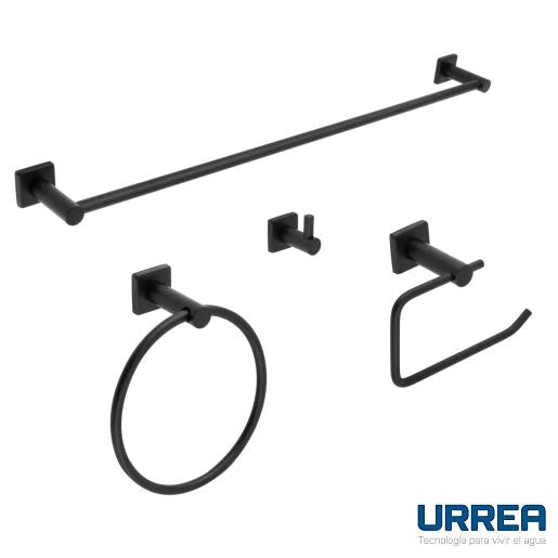 Juego de accesorios para baño acabado negro mate Urrea 1002CL.2 