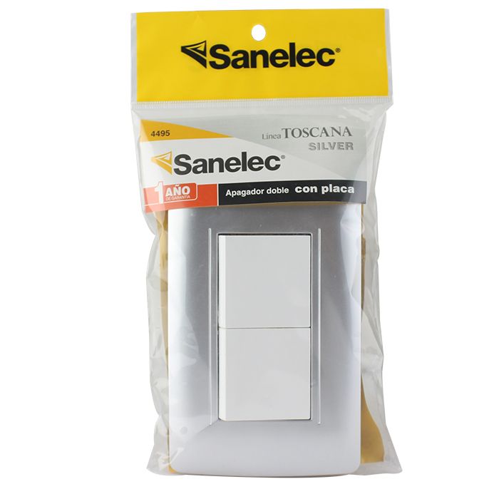 Apagador Doble Toscana Silver Sanelec S4495 